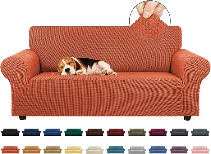 Loveseat Couch Cover, 2 Cushion Couch Slipcover, Pureed Pumpkin | 1-Piece by KEKUOU