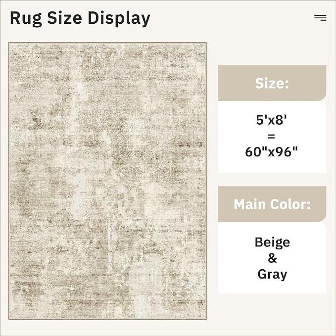Soalmost Abstract Rug 5x8 Washable Area Rugs - Image 5