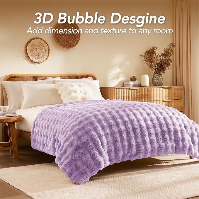 L'AGRATY Faux Rabbit Fur Throw Blanket - Image 3
