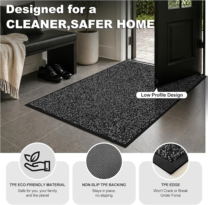 Super Absorbent Front Door Mat, Non-Slip Washable Indoor Doormats, Low Profile - Image 5