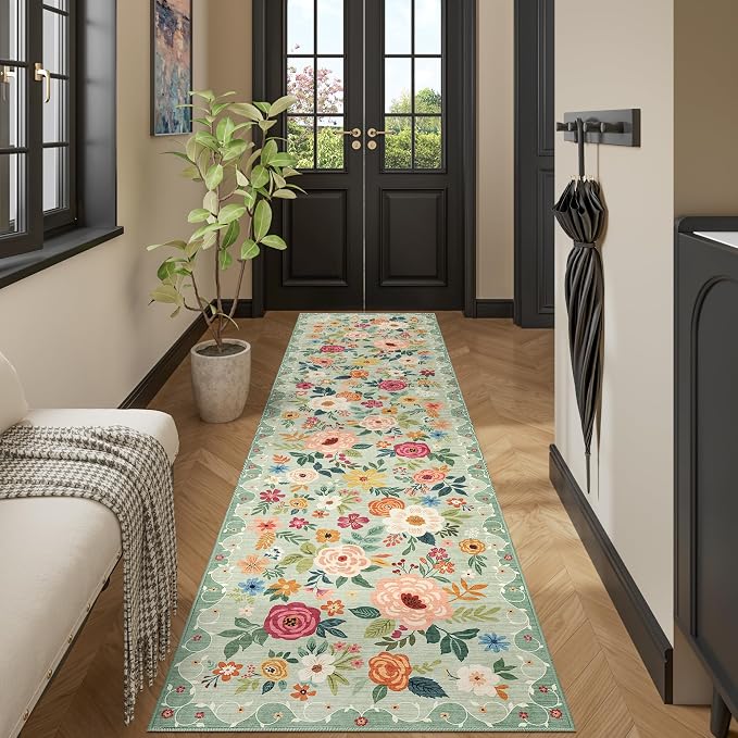 DUKINO 2.6x10 Runner Rug for Hallway, Washable Kitchen Rugs Non Slip, Low Pile - Image 6