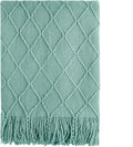 BOURINA Throw Blanket Textured Solid Soft Sofa Throw Couch Cover Knitted Decorative Blanket, 60 inchx80 inch Dark Cyan
