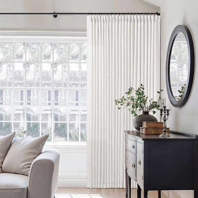 Beige White Pinch Pleated Extra Wide Curtain Panels 84 Inches Long 100 Wide | - Image 7