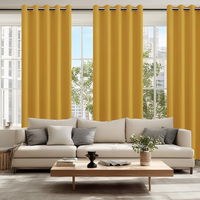 Blackout Curtains for Bedroom, 60 x 84 Inches Long, Mustard Yellow | Thermal - Image 6