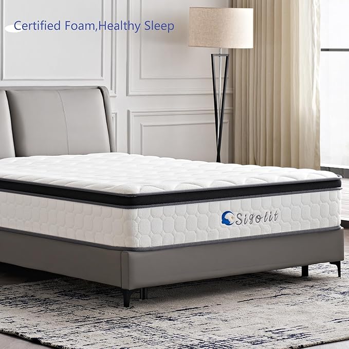 10 Inch Queen Size Hybrid Mattress - Medium Firm, Memory Foam & Pocket Springs, Motion Isolation, Edge Support, Pressure Relief, Ships Compressed