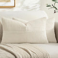 MIULEE Cream White Decorative Lumbar Throw Pillow Covers 14x22 Inch 2 Pack | by MIULEE
