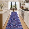 PLHXFR 2.6x14 Washable Runner Rug：Floral Indoor Kitchen Soft Carpet Blue | by PLHXFRSoftAreaRugs