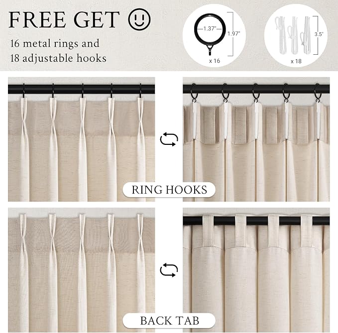 Pinch Pleated 92 Inch Curtains 2 Panels - Image 6