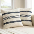 MIULEE Set of 2 Navy Blue Boho Decorative Pillow Covers 18x18 Inch | Farmhouse by MIULEE