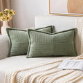 MIULEE Decorative Lumbar Throw Pillow Covers 12x20 Light Olive Green 2 Pack | by MIULEE