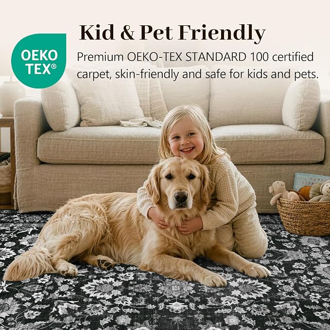 4x6 Ft Area Rugs for Living Room, Soft Non-Slip Machine Washable Rug, Vintage - Image 5