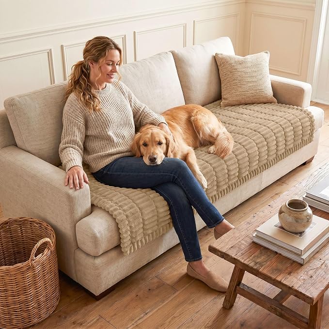 Couch Cover for Dogs, Washable Non Slip Plush Flannel Sofa Protector | Thick - Image 2