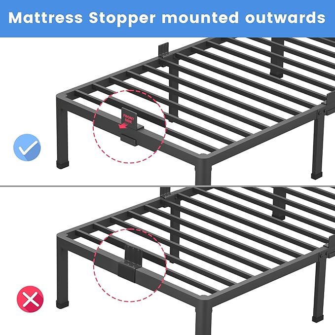 MAF 4 Inch King Metal Platform Bed Frame with Round Corner Legs, 3000 LBS Heavy Duty Steel Slats Support, Noise Free, No Box Spring Needed, Easy Assembly