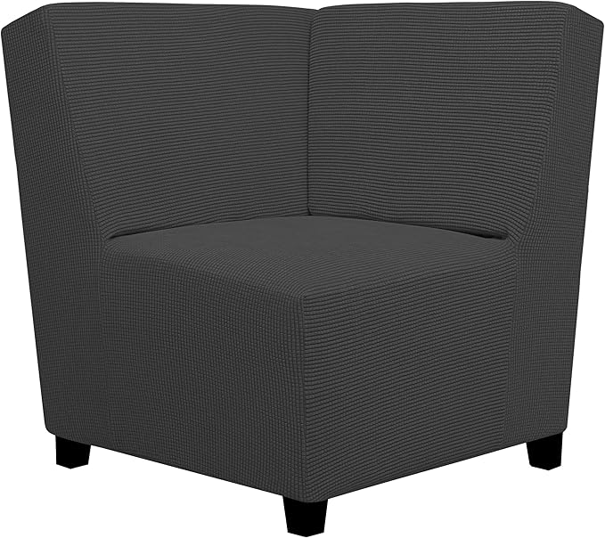 Easy-Going Stretch Soft Sectional Corner Sofa Couch Slipcover Dark Gray | by Easy-Going