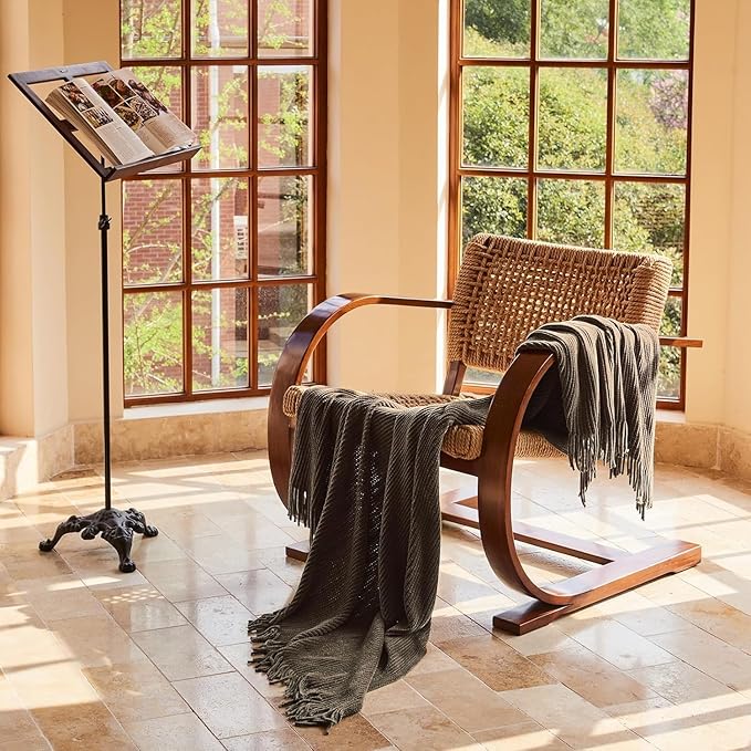lifein Throw Blanket for Couch, Soft Boho Decor Bed Throw, Cozy Brown Knitted - Image 4