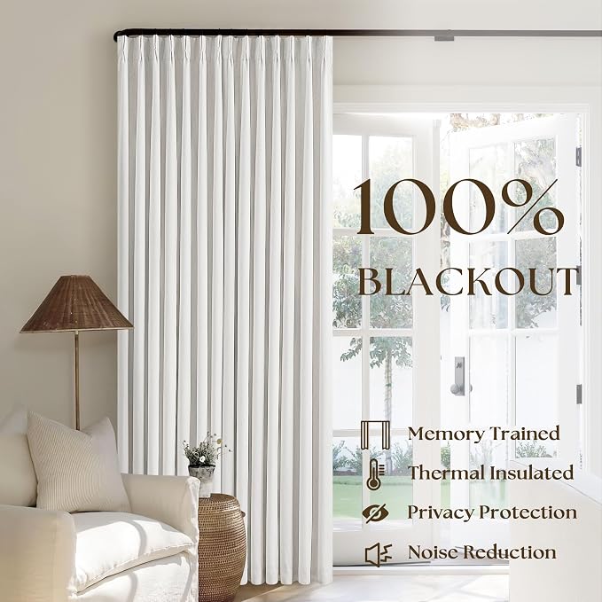 Beige White Extra Long 100% Blackout Linen Curtains 120 Inches Long 2 Panels - Image 3