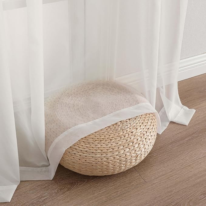 Extra Long Ivory Sheer Curtains 144 inch 2 Panels Set, Translucent Backdrop - Image 8