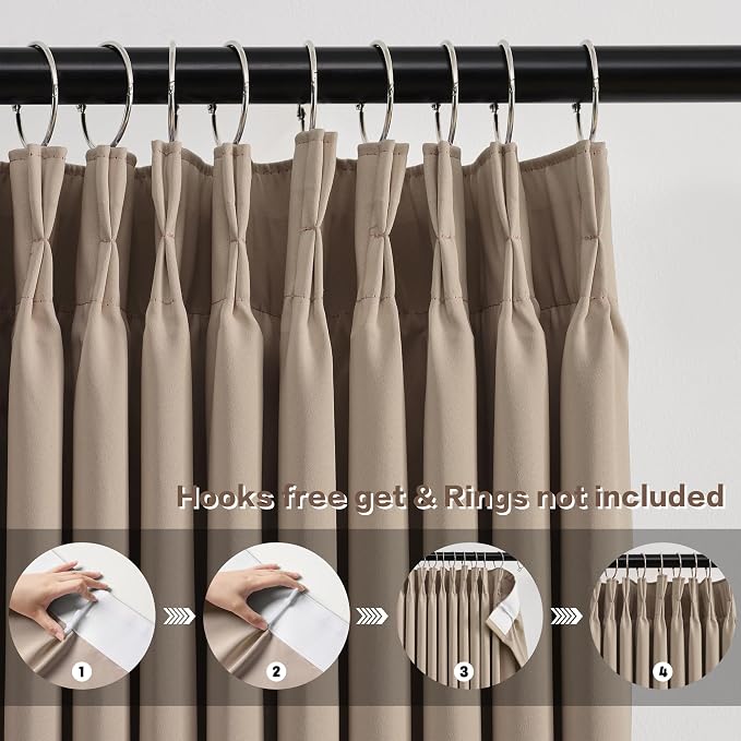 Pinch Pleated Window Curtain Panels 150 Inches Long Light Blocking Solid - Image 2