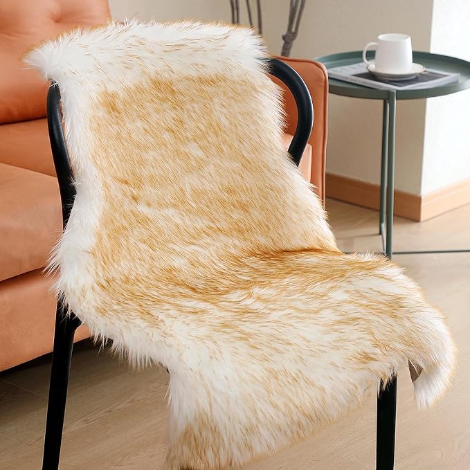 linmopm Faux Fur Sheepskin Rug, 2x3 ft, High-Density Cushion, - Image 3