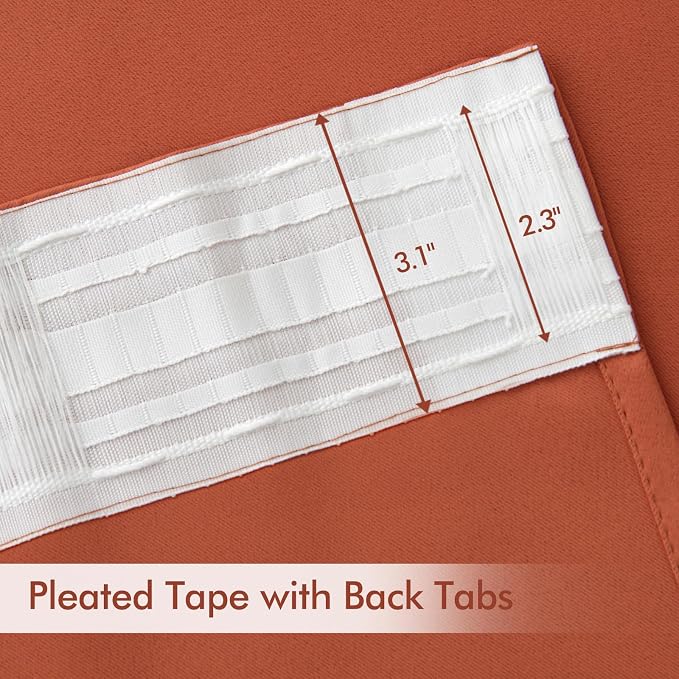 MIULEE Fall Burnt Orange Back Tab Blackout Curtains 52"x108" Length 2 Panel | - Image 4