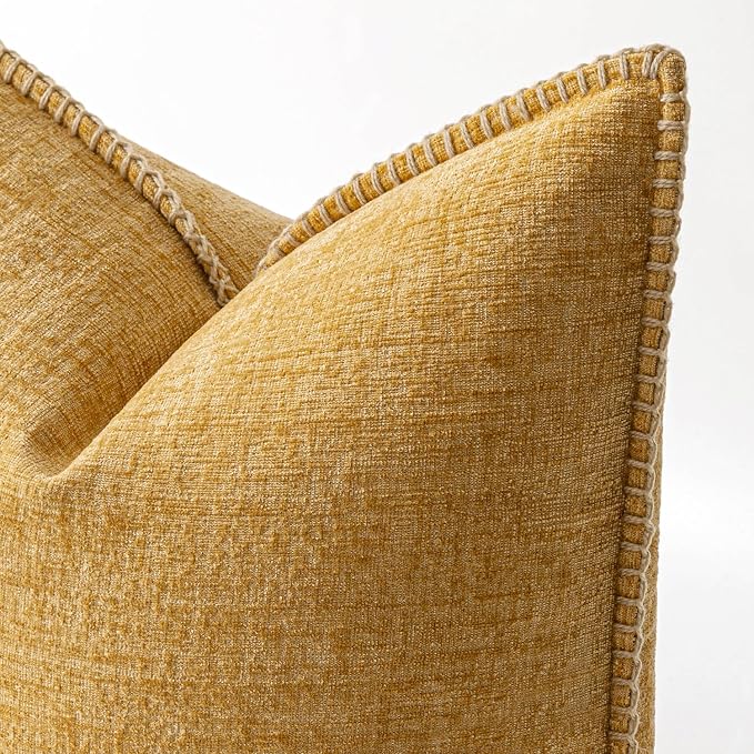 MIULEE Decorative Couch Throw Pillow Covers 18x18 Inch Gold 2 Pack | Mustard - Image 2