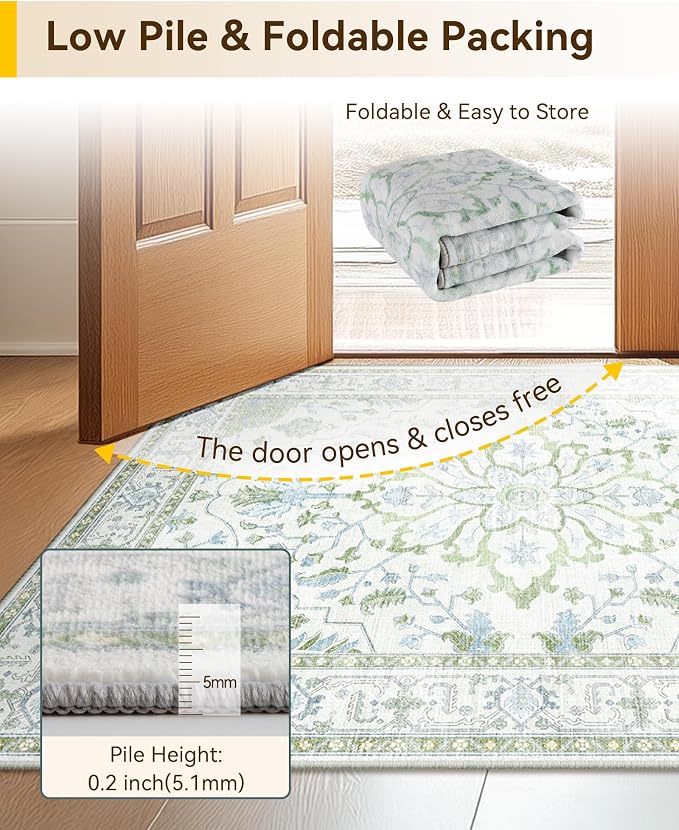 RELEANY Washable Area Rug, Runner 2'6"x8', Water Repellent, Pet Friendly - Image 4