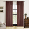 Dark Terracotta 80 Inch Pinch Pleated Linen Semi Sheer Curtains 2 Panels | by Twodrapes