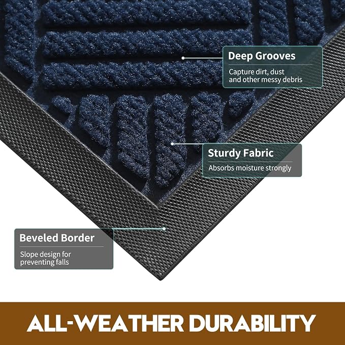 Front Door Mat, Heavy Duty Waterproof Doormat 29.5"x17", Stain Fade Resistant - Image 4