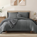 Monbix California King Size Comforter Set - 7 Pieces Bed in a Bag California King, Grey Bedding Sets with Comforter, All Seasons Down Alternative Comforter Bed Set with Sheets, Pillowcases & Shams