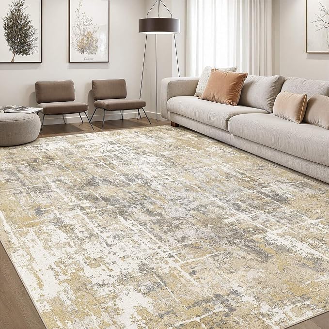 DMOYEST Area Rug Living Room Rugs 6x9 Washable Abstract Carpet | Neutral Modern by DMOYEST