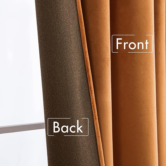MIULEE Velvet Curtains 52x96 inches 2 Panels Gold Brown Blackout Curtains | - Image 6