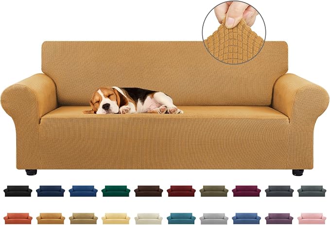 Stretch Couch Covers for Sofa, 3 Cushion Couch Slipcover, Elastic Bottom for by KEKUOU