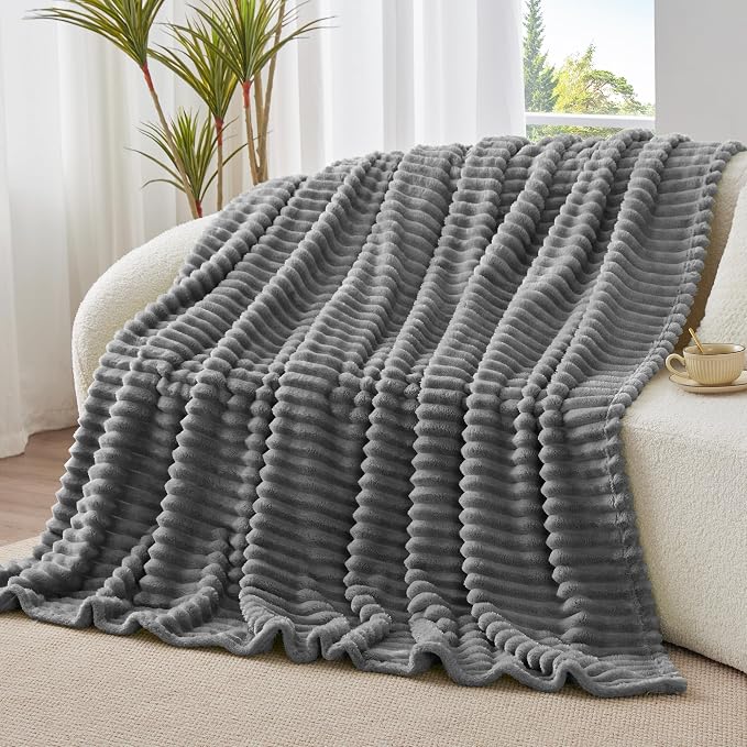 BEDELITE Striped Fleece Throw Blanket, Soft Cozy, Lightweight Warm, Machine - Image 3