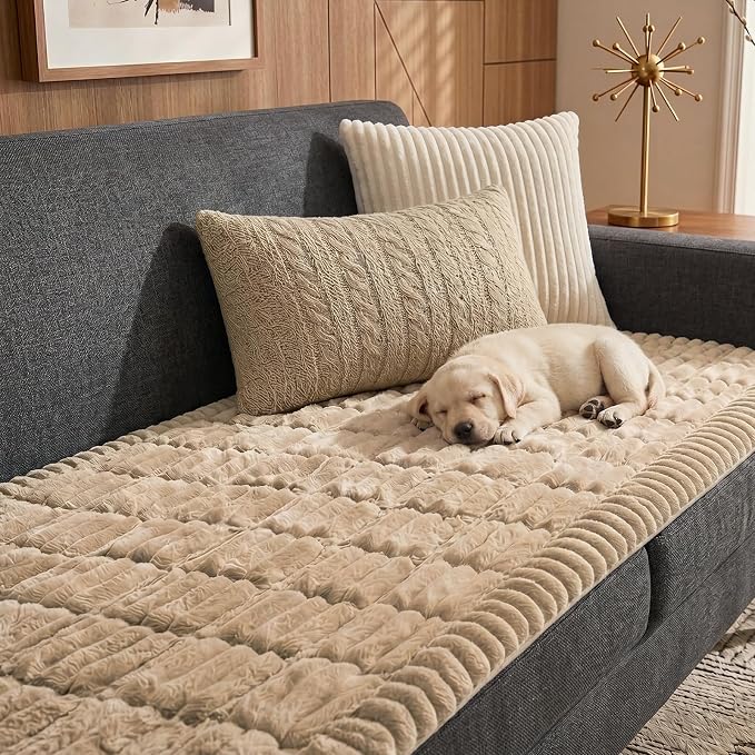 Fixwal Waterproof Flannel Dog Couch Cover, 27.6" x 70.9", Coffee | Integrated by Fixwal