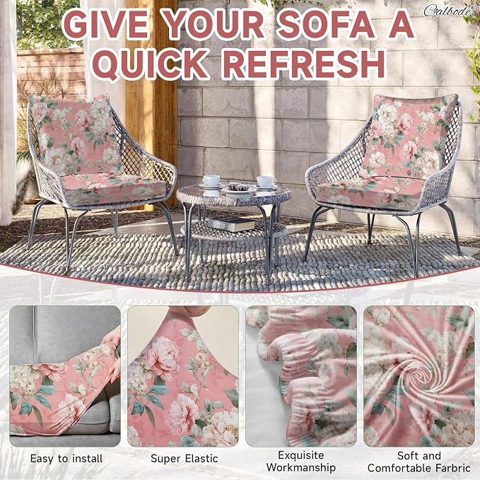 CALBODE 8 Pcs Stretch Outdoor Seat Cushion Covers, Breathable, Indoor/Outdoor - Image 3