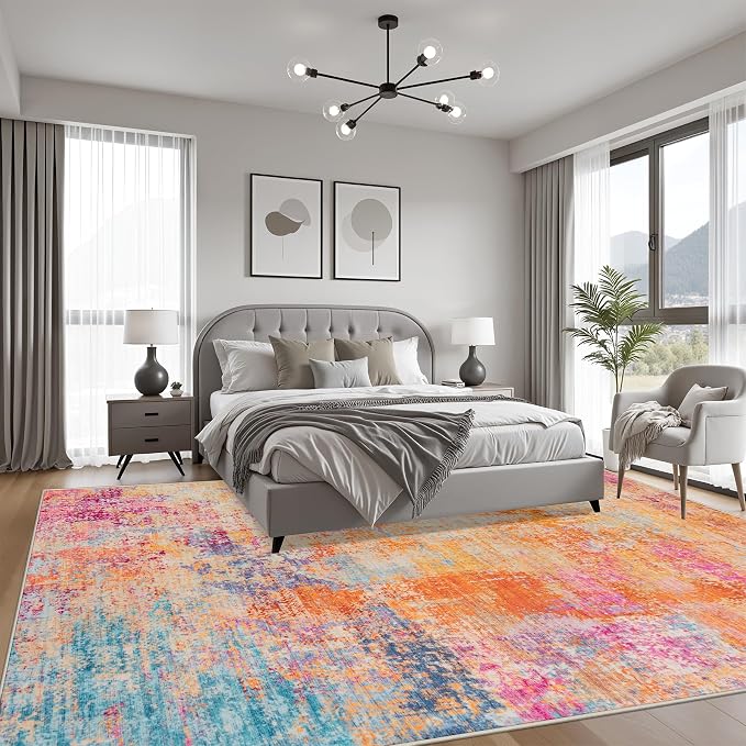 9x12 Area Rug Living Room: Modern Washable Soft Carpet Galaxy Haze | - Image 3