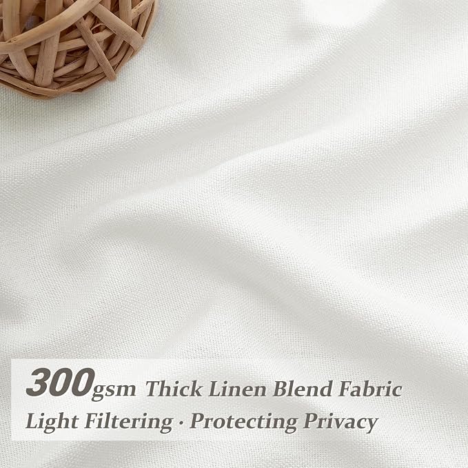 Custom Pure White Semi Sheer Linen Floor to Ceiling 105 Inch Curtains - Image 2