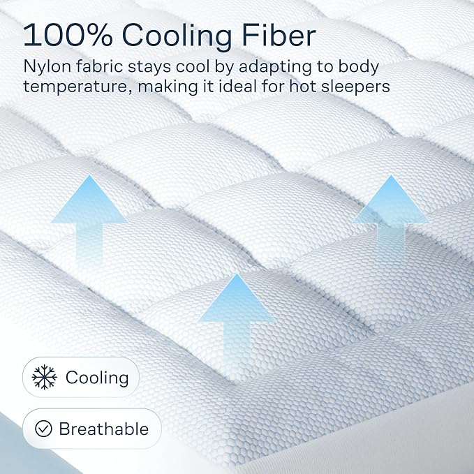 Niagara Cooling Queen Mattress Topper - Pillow Top Mattress Cover Quilted Fitted Cooling Topper for Back Pain Deep Pocket Fits 20 Inches (60x80 Inches)