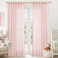 95 Inches Long Pink Linen Curtains by LAMIT
