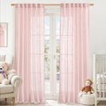 Pink Linen Curtains for Living Room 96 Inch, Light Filtering Panels | Semi Sheer by LAMIT