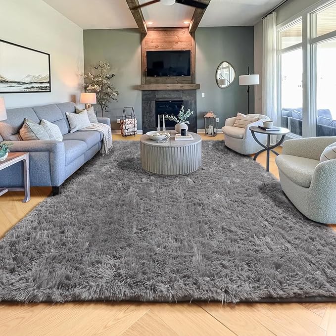 Plush Area Rugs for Living Room 6x9 Ft, Ultra Soft Shaggy Grey Rugs Carpets - Image 9