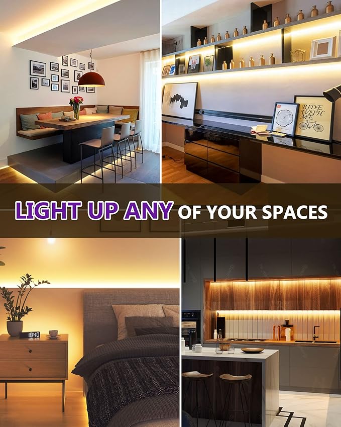 HitLights COB LED Strip Lights Warm White 3000K, 32.8ft Premium High Density 24V Tape Light, 5120 LEDs, 350+ LM/FT, CRI 90+, IP30, Lighting for Kitchen, Cabinets, UL Listed (Power Source Not Included)