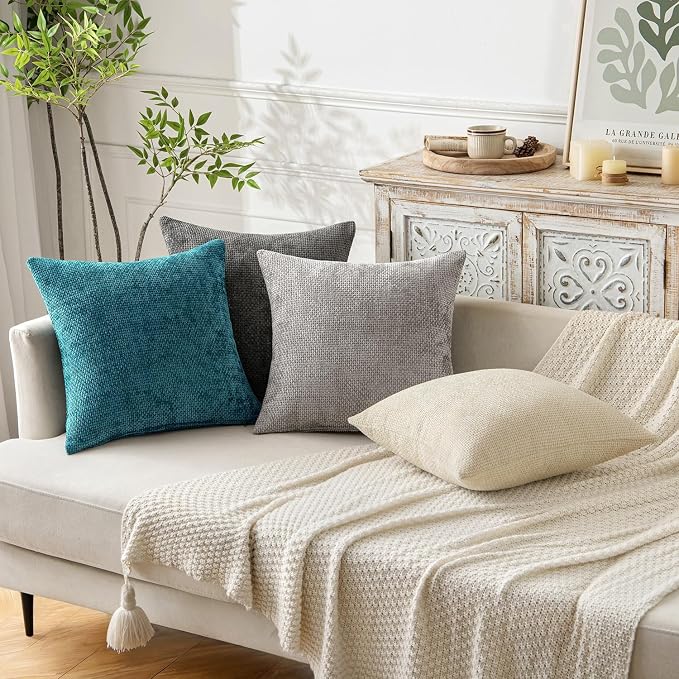 MIULEE Decorative Couch Throw Pillow Covers 18x18 Inch Coastal Teal 2 Pack | - Image 3