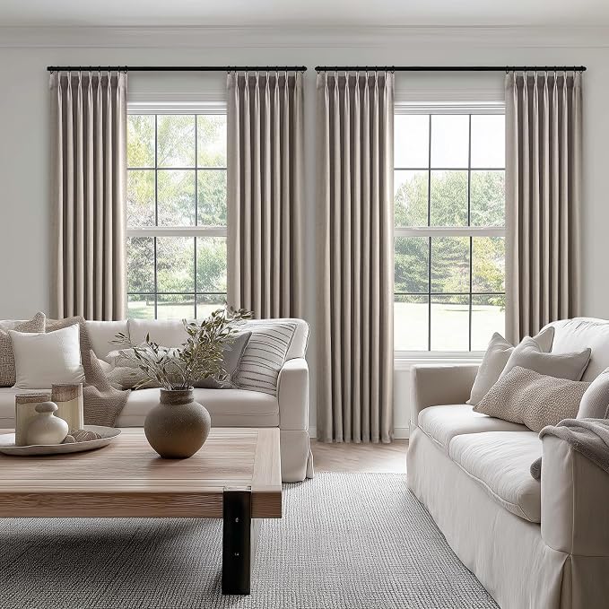 Topfinel 105 Inches Long Pinch Pleated Semi Sheer Curtains, Burlywood Blended - Image 8