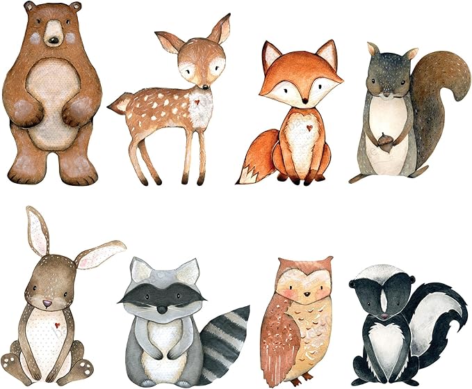 Back40Life Forest Critters Painted Wooden Animal Cutout Shapes (Large (Bundle of 8))