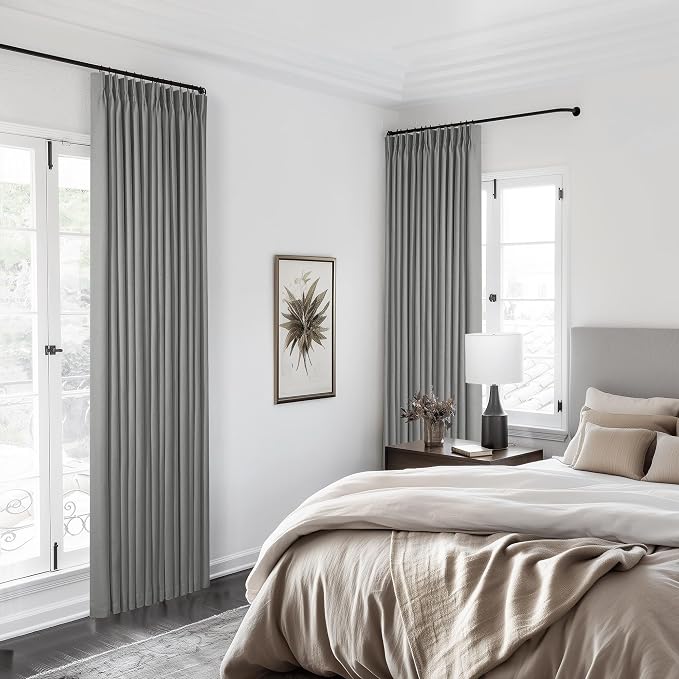 Dark Grey Linen 100% Black Out 120 Inch Curtains - Image 8