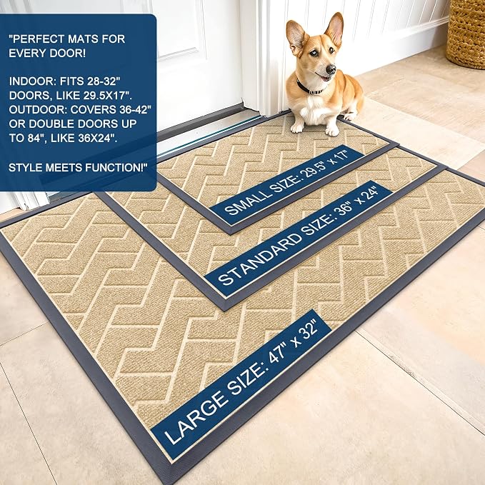 OLANLY Front Door Mat Outside 29.5x17, All-Season Absorbent Rubber Doormat | - Image 2