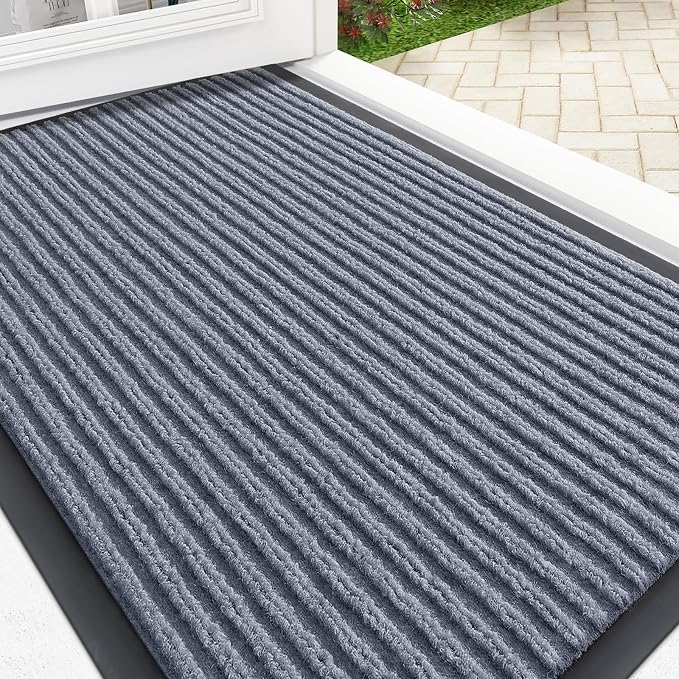 OLANLY Front Door Mat 33x21, Waterproof Heavy-Duty Indoor Outdoor Doormat | Ash by OLANLY