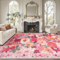 Pink Area Rug 9x12 for Living Room Bedroom | Low Pile; Non Slip;Machine by WelcometoBabovid