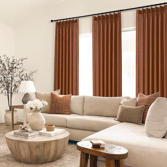 Topfinel Pinch Pleated Curtains 90 Inches Long 2 Panels Set, Rust Colored Semi - Image 7